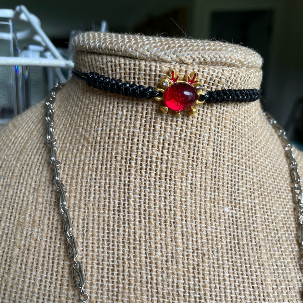 Braided Adjustable Bracelet with Red Charm